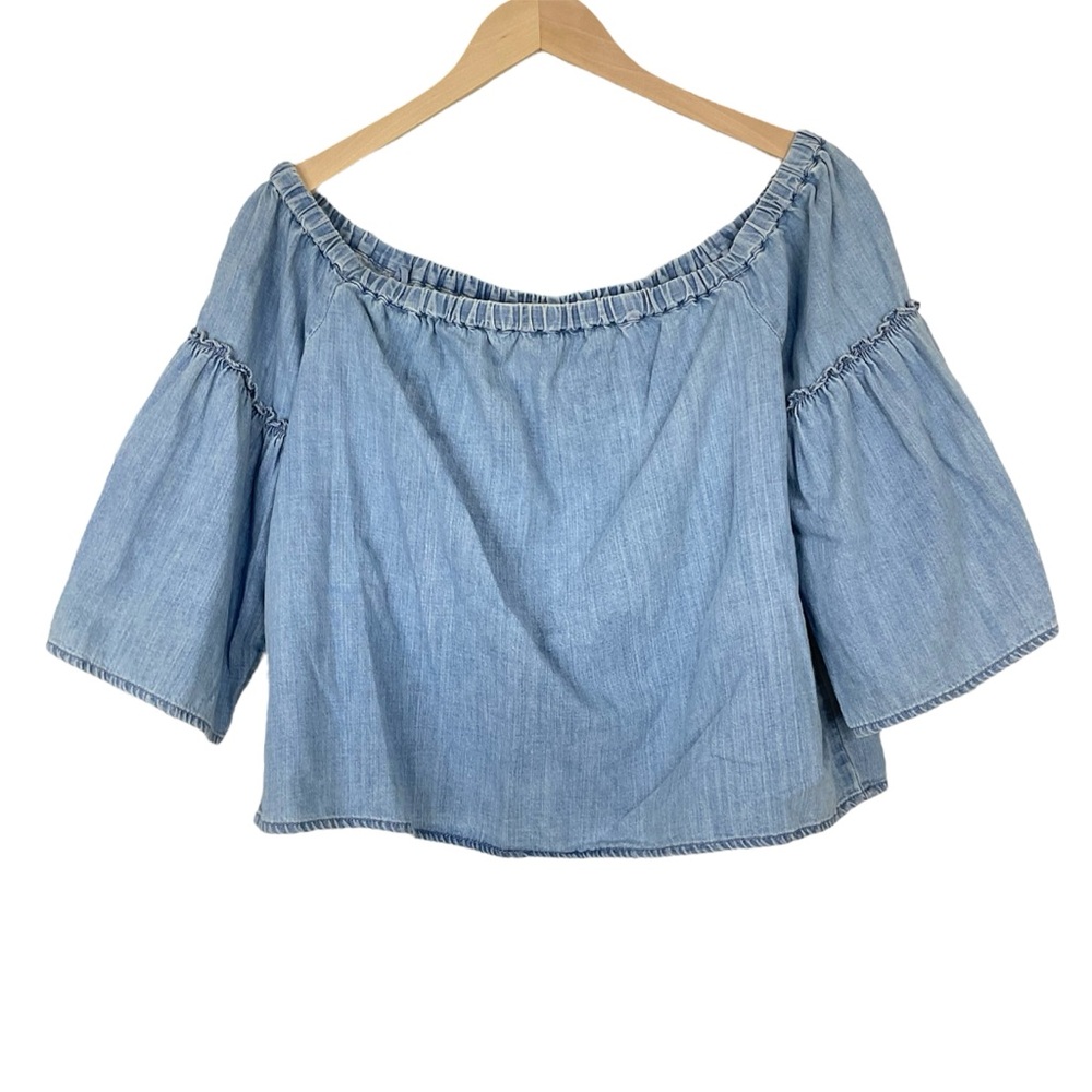 Madewell Denim Azalea Off The Shoulder Top Size Medium